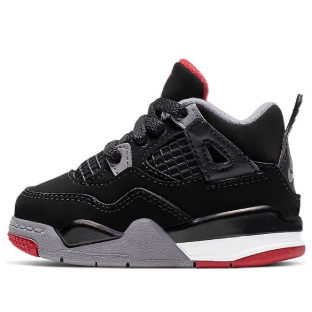 Nike Black and Red Sneakers with Chunky Design Jordan 4 Retro (Infant/Toddler